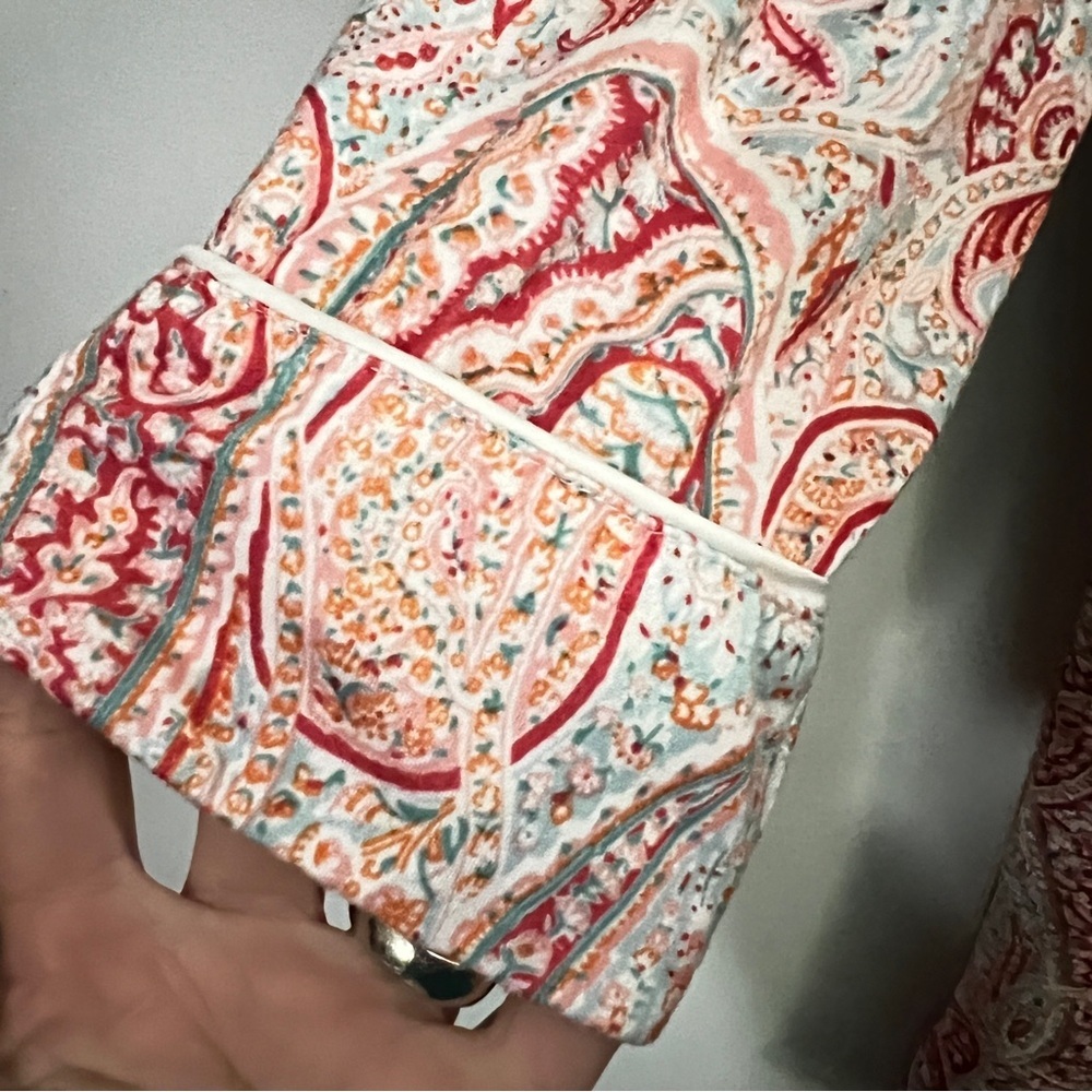 Echo Paisley Print Pajama Sleep Shirt - Red, Cream and Orange Women’s Size Small - Picture 7 of 11